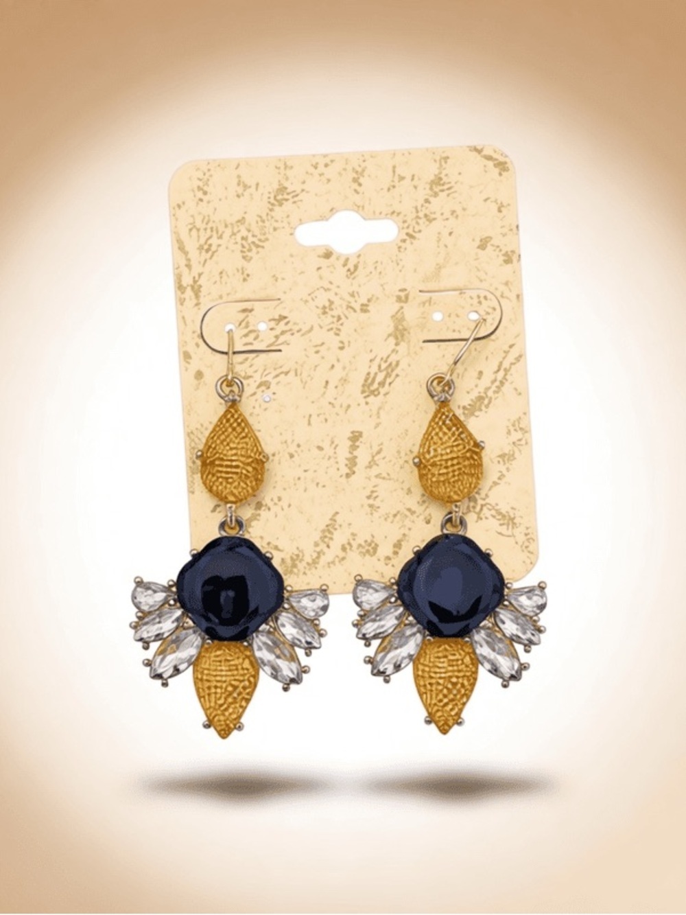 Gold and Black Statement Drop Earrings - Elegant Women Jewelry